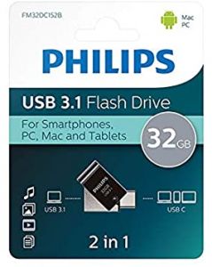 Philips FM32DC152B/00 unidad flash USB 32 GB USB Tipo C 3.2 Gen 1 (3.1 Gen 1) Negro