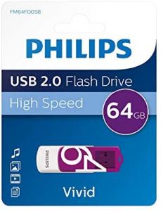 Philips FM64FD05B unidad flash USB 64 GB USB tipo A 2.0 Púrpura, Blanco