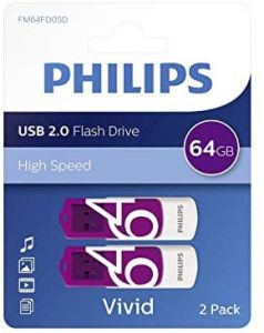 Philips FM64FD05D unidad flash USB 64 GB USB tipo A 2.0 Púrpura, Blanco