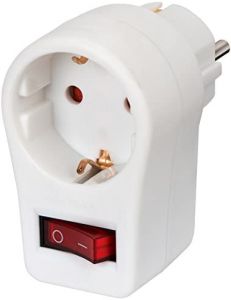 Brennenstuhl enchufe con interruptor para la toma de corriente (adaptador enchufe para 1 tomas de tierra, enchufe con mayor protección accidental) blanco