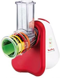 Moulinex DJ756G cortador de verduras en espiral o rallador eléctrico Rojo, Blanco