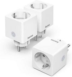 Hama | Enchufe con Wi-Fi (3 unidades, enchufe inteligente sin hub, enchufe WiFi para control de voz y aplicaciones, para cine en casa, lámpara de pie, ventilador, 3680 W, 16 A), color blanco