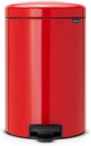 Brabantia Pedal Bin newIcon with Plastic Inner Bucket, 20 Litre - Passion Red