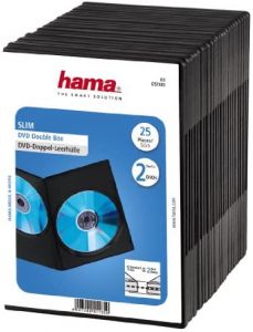 Hama DVD Slim Double-Box 25, Black 2 discos Negro