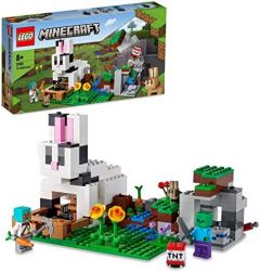LEGO 21181 Minecraft El Rancho-Conejo, Regalo de Semana Santa y Pascua, Juguete de Construcción para Niños con Figuras de Domador, Zombi y Animales