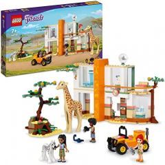LEGO 41717 Friends Rescate de la Fauna Salvaje de Mía, Juguete con Animales Cebra y Jirafa, Mini Muñecas y Coche, Regalos Navideños y Papá Noel