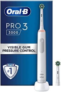 Cepillo de dientes eléctrico recargable Oral-B blanco Pro3 3000, 2 cepillos de dientes
