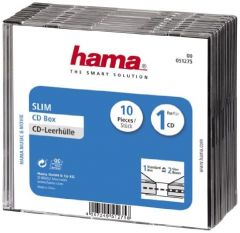 Hama CD Slim Jewel Case, pack 10 1 discos Transparente