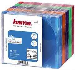 Hama CD Slim Box Pack of 25, Coloured 1 discos Multicolor