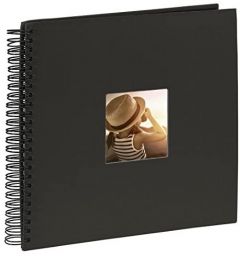 Hama Fine Art - Álbum de fotos, 50 páginas negras (25 hojas), álbum con espiral, 36 x 32 cm, con compartimento para insertar foto, negro