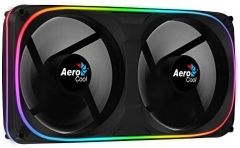 Aerocool ASTRO24 Doble Ventilador PC 12cm ARGB LED Soporte Antivibración Negro