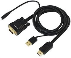 Approx APPC22 adaptador de cable de vídeo HDMI tipo A (Estándar) VGA (D-Sub) + 3,5mm Negro