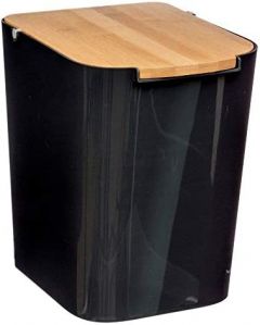 Papelera de baño de bambu-negro 5l colección 'baltik'