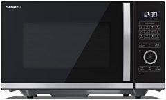 SHARP YC-QG254AE-B - Microondas con grill y tecnología Flatbed (Sin plato giratorio) 900 W, 25 L, 10 niveles de potencia, función eco-descongelado), color negro