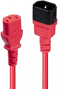 Lindy IEC C14/IEC C13 M/F 0.5m Negro, Rojo - Adaptador para cable (IEC C14, IEC C13, Male connector / Female connector, 0,5 m, Negro, Rojo)