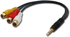 Lindy 35539 cable de vídeo compuesto 0,25 m 3,5mm 3 x RCA Negro