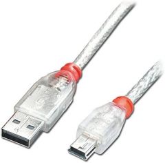 Lindy 41783 cable USB 2 m USB 2.0 USB A Mini-USB B Transparente