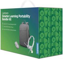 Lenovo Smarter Learning Portability Bundle Kit|Mochila para portátil de 15,6 Pulgadas, ratón inalámbrico 530, 100 Auriculares analógicos estéreo, Gris Plata