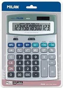 Milan calculadoras de 14 digitos - 3 teclas de memoria - funcion impuestos - calculo de margenes - color gris