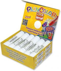 Playcolor témperas sólidas instant basic en barra de 10gr blanco caja de 12