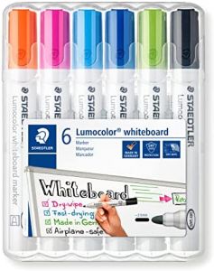 Staedtler lumocolor 351 pack de 6 marcadores para pizarra blanca - secado rapido - colores surtidos