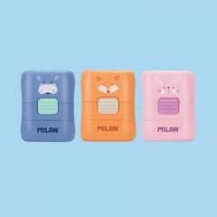 Milan goma con cepillo compact serie especial fun animals caja expositora 16u c/surtidos