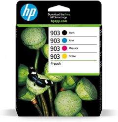 HP 903 6ZC73AE, Negro, Cian, Magenta y Amarillo, Cartuchos de Tinta Originales, Pack de 4, Para impresoras HP OfficeJet serie 6900; HP OfficeJet Pro serie 6900