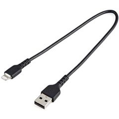 StarTech.com Cable Resistente USB-A a Lightning de 30 cm Negro - Cable de Sincronización y Carga USB Tipo A a Lightning con Fibra de Aramida Resistente - Certificado MFi de Apple - para iPad/iPhone 12