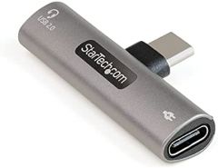 StarTech.com Adaptador de Audio y Carga USB-C - Adaptador de Audio USB Tipo C con USB-C para Auriculares con Micrófono y Pass Through de 60W USBC para Cargador