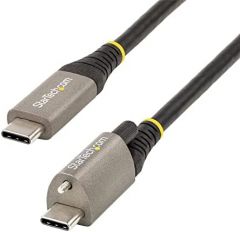 StarTech.com Cable de 1m USB-C con Tornillo Superior de Fijación -10Gbps - Cable Tipo C USB 3.1/3.2 Gen 2 - con Carga por Entrega de Alimentación PD de 100W (5A), Modo Alt de DP