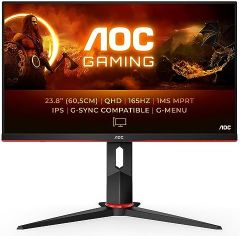 AOC G2 Q24G2A/BK pantalla para PC 60,5 cm (23.8") 2560 x 1440 Pixeles Negro, Rojo