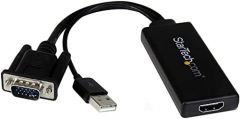 StarTech.com Adaptador VGA a HDMI con audio y alimentación USB – Conversor VGA a HDMI portátil – 1080 p