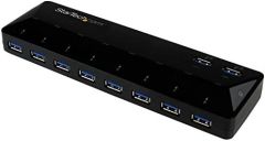 StarTech.com Concentrador USB 3.0 (5Gbps) de 10 Puertos - Ladrón con Puertos de Carga y Sincronización - Hub con 2 Puertos de 1,5A