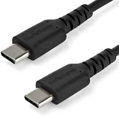 StarTech.com Cable de 2m de Carga USB C - de Carga Rápida y Sincronización USB 2.0 Tipo C a USB C para Portátiles - Revestimiento TPE de Fibra de Aramida M/M 60W Negro - iPad Pro Surface