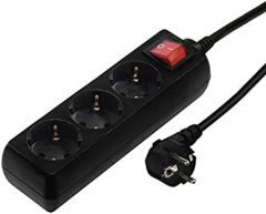 Hama | Regleta 3 tomas con interruptor iluminado, cable 1.4m, color negro.