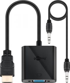 Goobay 68793 adaptador de cable de vídeo 0,1 m VGA (D-Sub) HDMI tipo A (Estándar) Negro