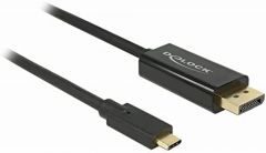 DeLOCK 85255 adaptador de cable de vídeo 1 m USB Tipo C DisplayPort Negro