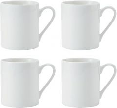 MIKASA Egret Juego de tazas de porcelana fina, 4 tazas blancas clásicas para té y café, 380ml - Caja de regalo y aptas para lavavajillas