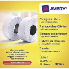 Avery PLP1226 etiqueta autoadhesiva Etiqueta de precio Permanente Blanco 15000 pieza(s)