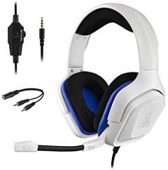 THE G-LAB Korp COBALT Auriculares Gaming - Auriculares estéreo, Ultra Ligero, Auriculares con Micrófono, Jack de 3.5 mm para PC, PS4, PS5, Xbox One, Mac, Tablet PC, Switch, Smartphone (Blanco)