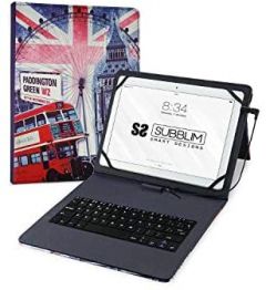SUBBLIM Funda con Teclado Micro USB - USB C KEYTAB USB 10,1" England