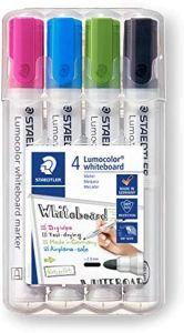 Staedtler lumocolor 351 pack de 4 marcadores para pizarra blanca - secado rapido - colores surtidos