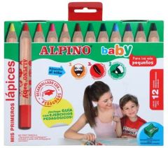 Alpino lápices de colores baby maxi ligeros para niños estuche de 12 c/surtidos