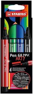 STABILO Pen 68 MAX rotulador Negro, Azul, Rojo 4 pieza(s)