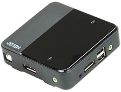 ATEN Switch KVM DisplayPort/Audio USB de 2 puertos (compatible con 4K, cables incluidos)