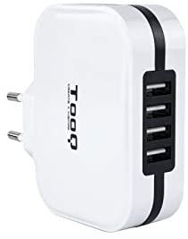 TooQ TQWC-1S04WT - Cargador de pared con 4 x USB (5V - 6.8 A, 34 W), con tecnologia AiPower, para iPad / iPhone / Samsung / Tablets / Smartphones, color BLANCO