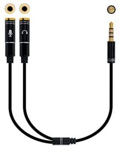 Nanocable Cable adaptador Audio Jack 3.5/M 4pines - 2xJack 3.5/H 3pines, negro, 30 cm