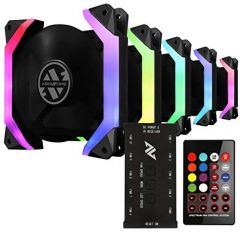 Kit 5 ventiladores abkoncore spider spectrum sync 12cm remote kit