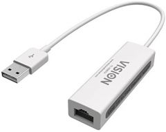 Vision - TC-usbeth Adaptador de Cable - Adaptador para Cable (USB-b, rj-45, Macho/Hembra, Color Blanco, níquel, Mac, pc)