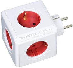 Allocacoc PowerCube Original base múltiple 5 salidas AC Interior Rojo, Blanco